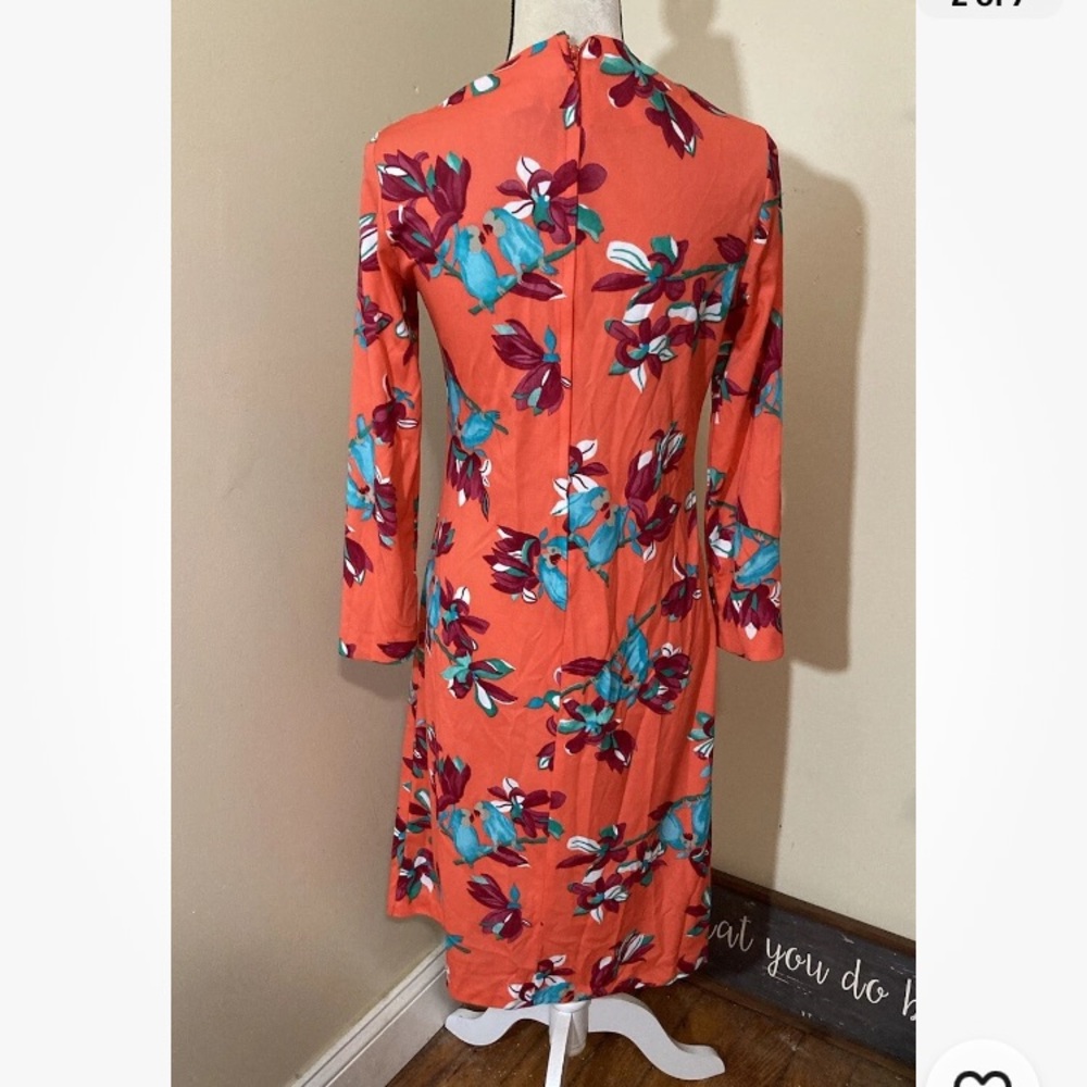 3-15 Vintage Prynts By Bleeker Street Orange Dress 12 Parrrots Novelty Birds View 2